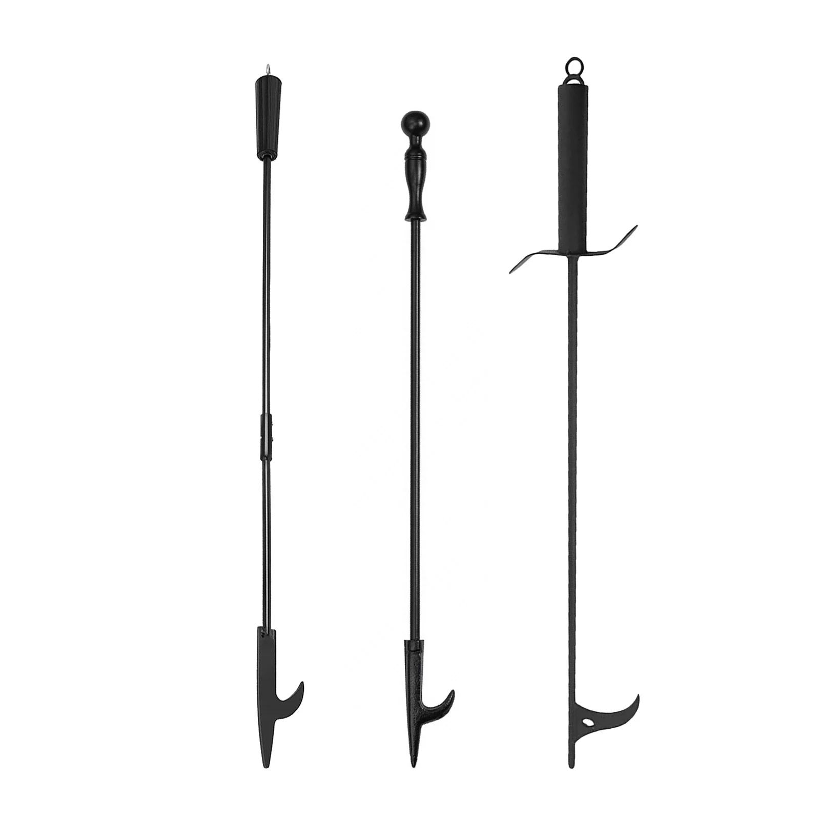 

Rust Resistant Iron Fireplace Poker Rustproof Heat Resistant Black Handle Tool Decorative