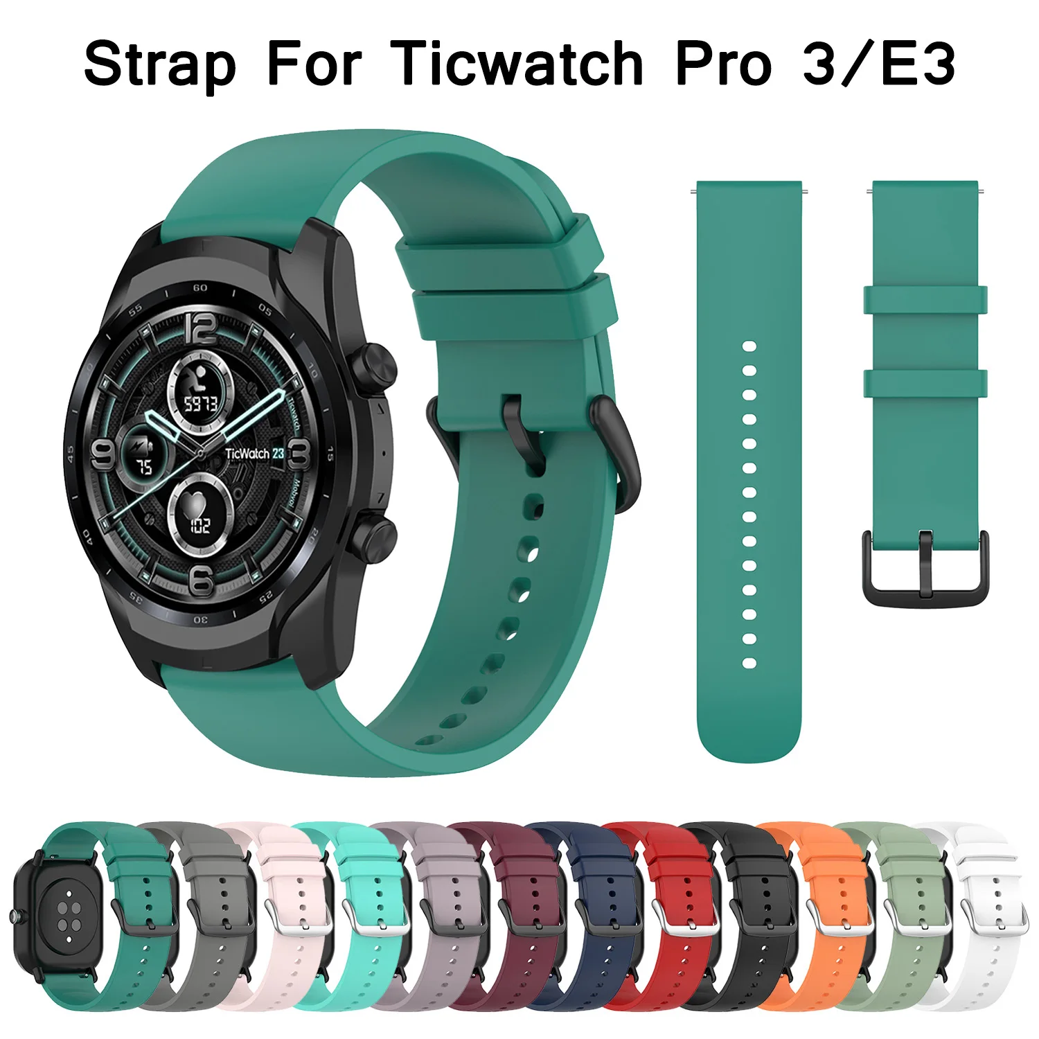 Ремешок силиконовый для Ticwatch Pro 3 сменный спортивный браслет с GPS E3 E 4G/LTE |