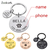 Personalized Dog Pet Tag Engraved Name Phone Bone Flower Pet Name for Cat Puppy Dog Tag Pendant Keyring Pet Accessories