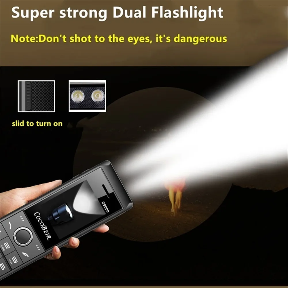 d9000 2 6‘’ 8700mah super battery power bank cellular flashlight mp3 fm radio retro music telephone old fashioned mobile phone free gl