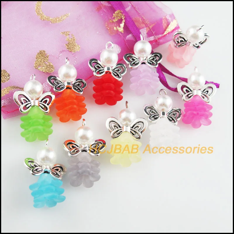 10 шт. смешанные красивые акриловые подвески в виде ангелов тибетские серебряные