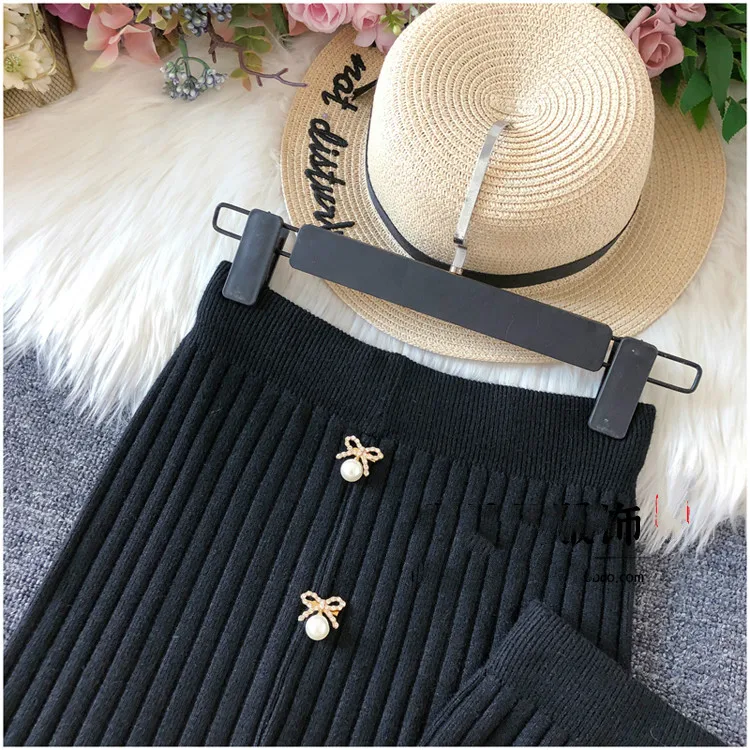 

Women Two Piece Sets Winter Knitted Outfits for Women Sets Sweater+skirts Lady Sweater Outfits