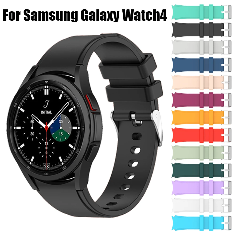 

Sports Strap For Samsung Galaxy Watch 4 44mm 42mm / Watch4 Classic 46mm 42mm Replacement Band Curved end Silicone Watchbands
