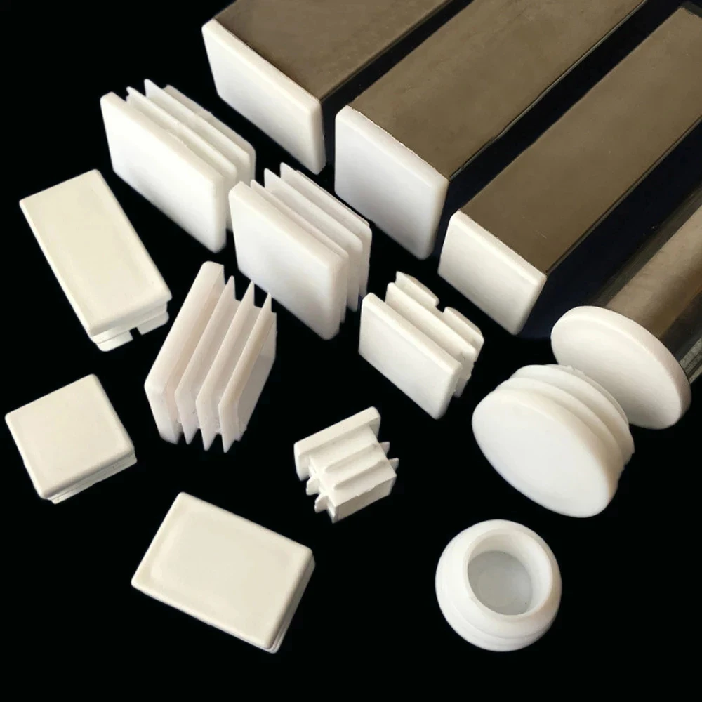 10pcs White Square / Rectangle / Round PP Plastic Blanking End Caps Chair Table Feet Cap Tube Pipe Insert Plug Bung