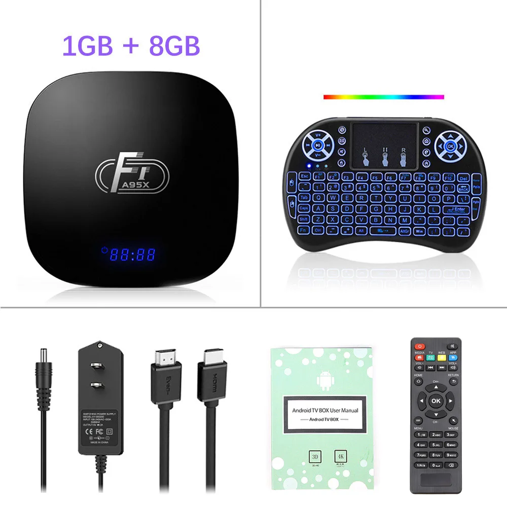 1G 8G i8 backnit key Android 8,1 ТВ приставка A95X F1 Amlogic S905W четырехъядерный 2 ГБ 16 ГБ 1 ГБ 8 ГБ Поддержка H.265 4K 2,4G WiFi медиаплеер телеприставка Youtube - Цвет: 1G 8G i8 backnit key