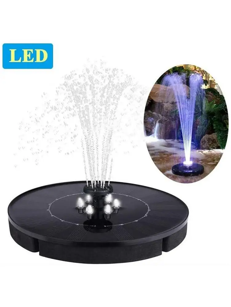 

Solar Pump Fountain with LED Lights 10V/2.5W Birdbath Solar Fountain with 4 Nozzles for Bird Bath Garden Pond Pool Outdoor