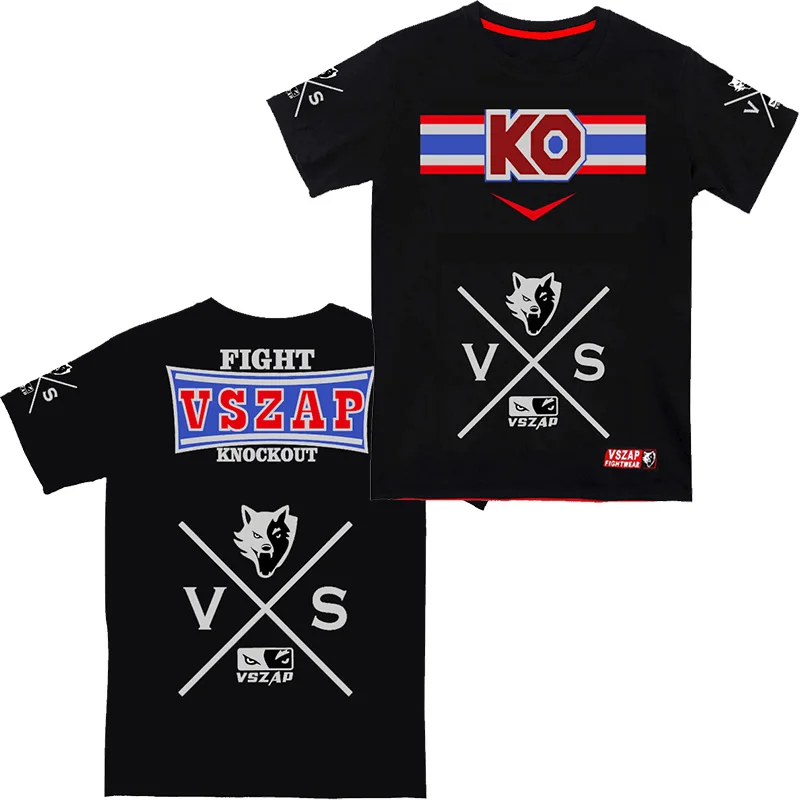 Спортивная Хлопковая мужская футболка VSZAP fighting MMA muay Thai с коротким рукавом для