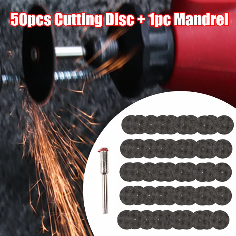

50PCS Dremel Accessories Abrasive Tools Mini 32mm Drill With 1PC Mandrel Resin Cutting Disc Cut Off Wheel Cut Off Wheel