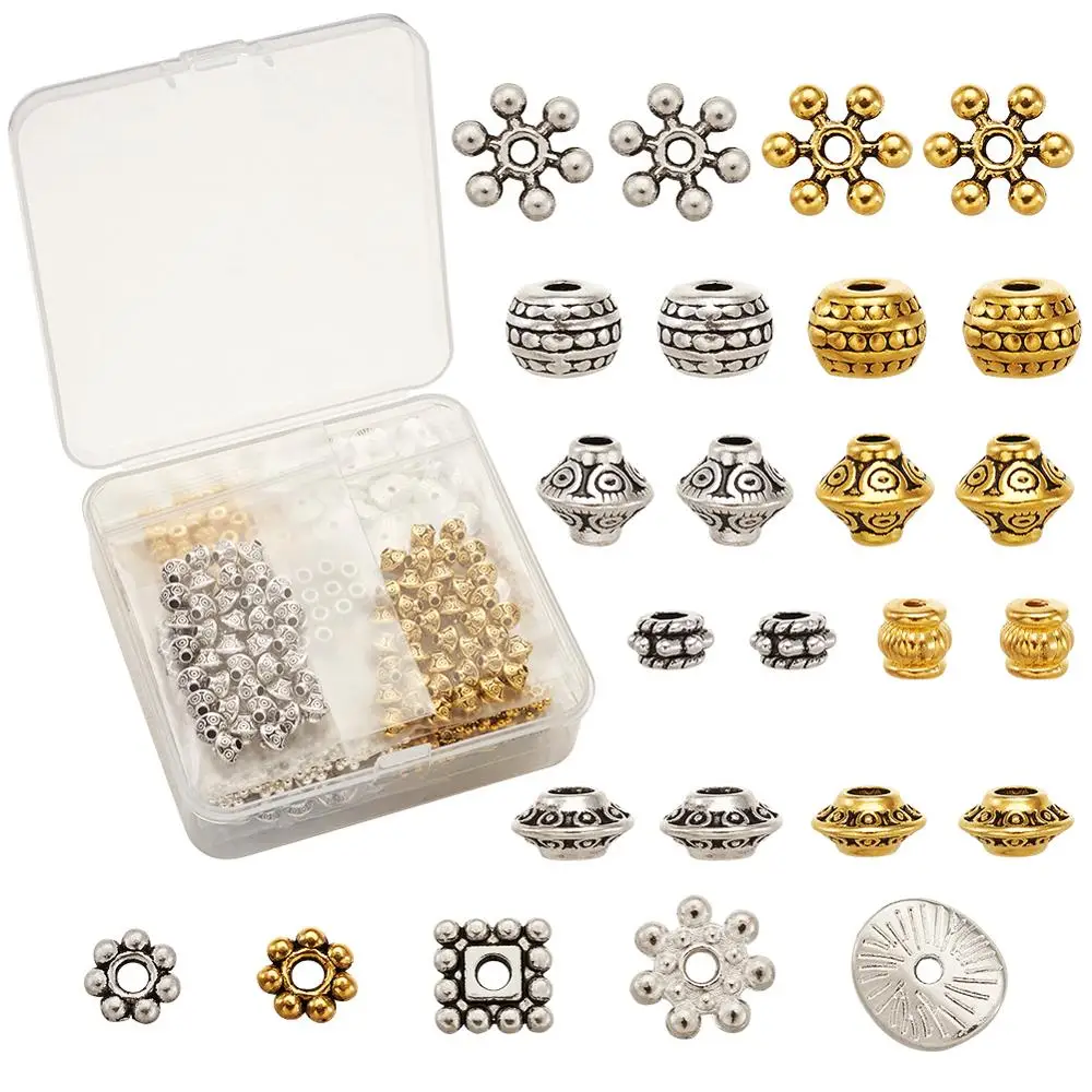 

600pcs/Box Tibetan Style Alloy Spacer Beads Metal Spacers for Bracelet Necklace Jewelry Making Findings Accessories