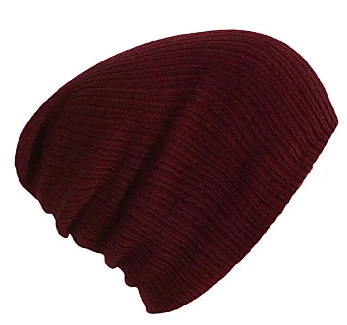 Solid Color Striped Woolen Hat Pullover Hat Cold Hat Knitted Hat