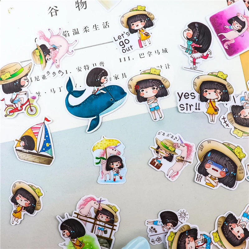 40 шт короткие волосы девушки каждый день мультфильм наклейки для телефона