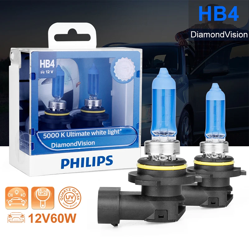 Philips hB4 галогенный 55/60 Вт 12 В алмазное видение 5000 К Окончательный белый светильник