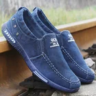 Мужские парусиновые кроссовки, дышащие, повседневные, без шнуровки, на плоской подошве, мокасины из джинсовой ткани
