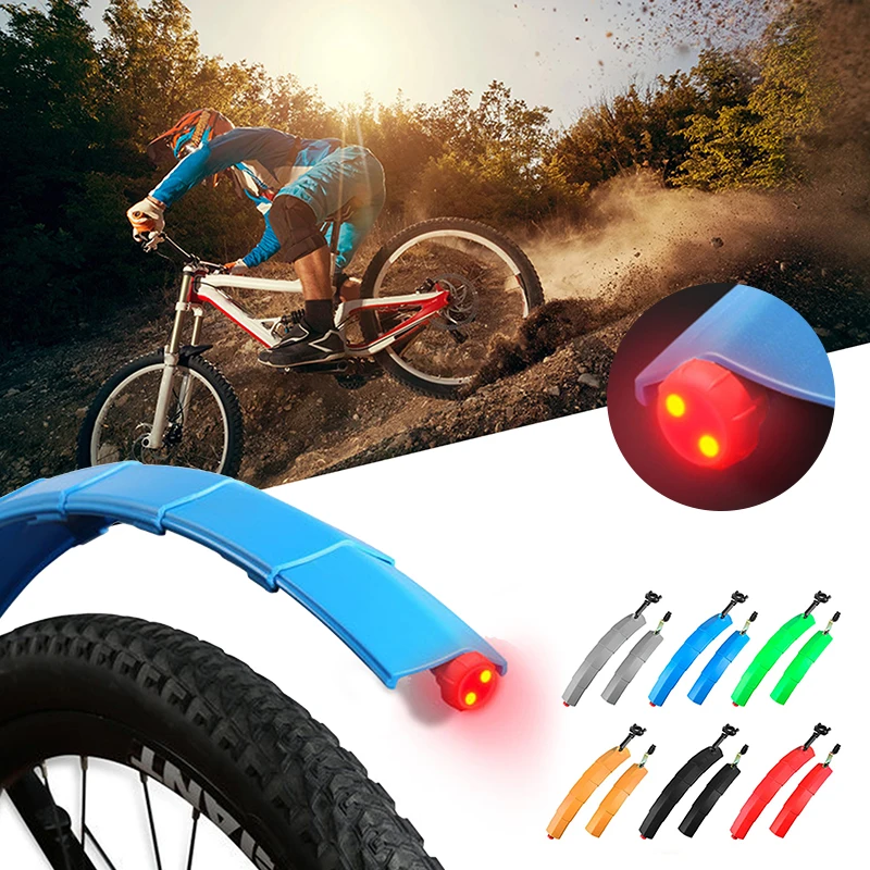 

Cycling Front Rear LED Mudguard Set Foldable Bicycle Bike Fender Taillight Aubtec New Upgrade 2PCS Mountain Bike