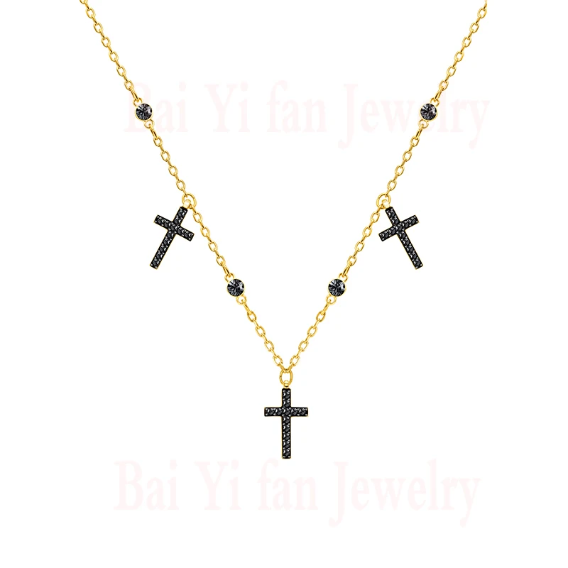 

2020Fashion SWA new mini cross necklace charming paving cross decoration gold necklace female wild romantic jewelry gift