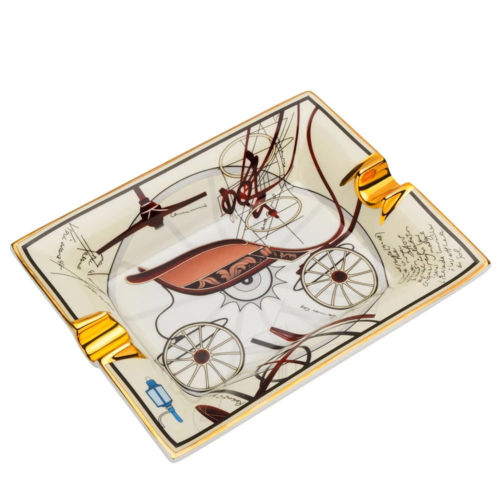 

Cigar Ashtray Ceramic Creative Mechanical Carriage Double Slot Desktop Cigar Ashtray