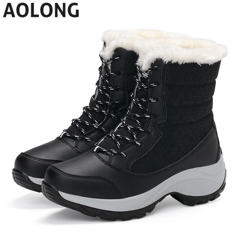 

Women Boots Waterproof Winter Shoes Women Snow Boots Platform Keep Warm Ankle Winter Boots With Thick Fur Heels Botas Mujer 2022
