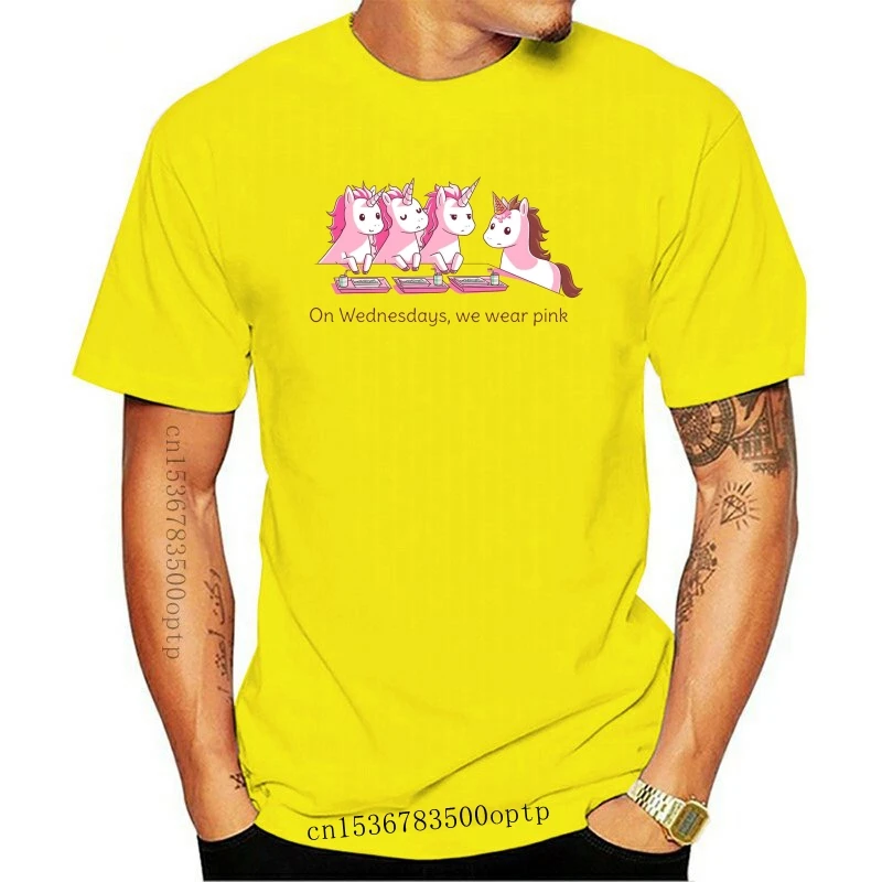 

New Brand Adorable Unicorns On Wednesdays We Wear Pink T-SHIRT 2021 Men Short Sleeve T-Shirt