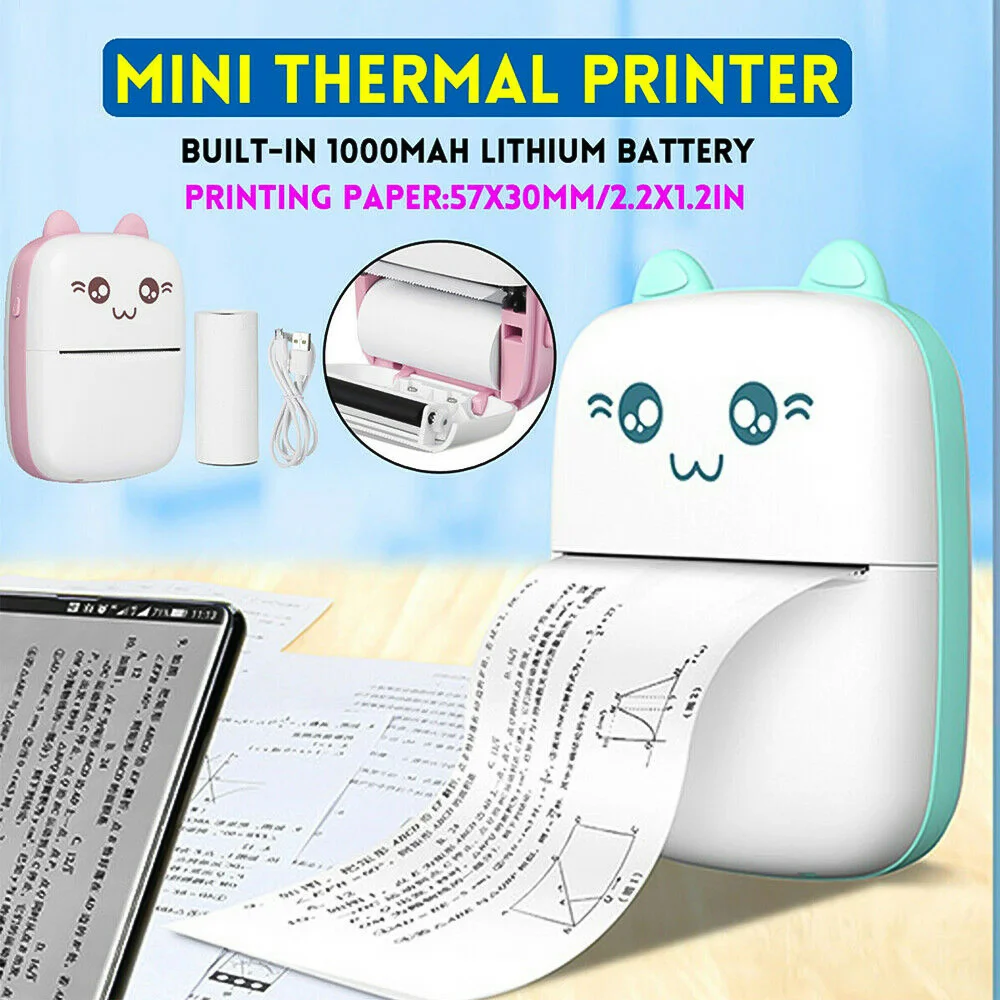 

Mini cute Portable Thermal Printer Paper Photo Pocket Thermal Printer 1000mah Printing Wireless Bluetooth Android IOS Printers