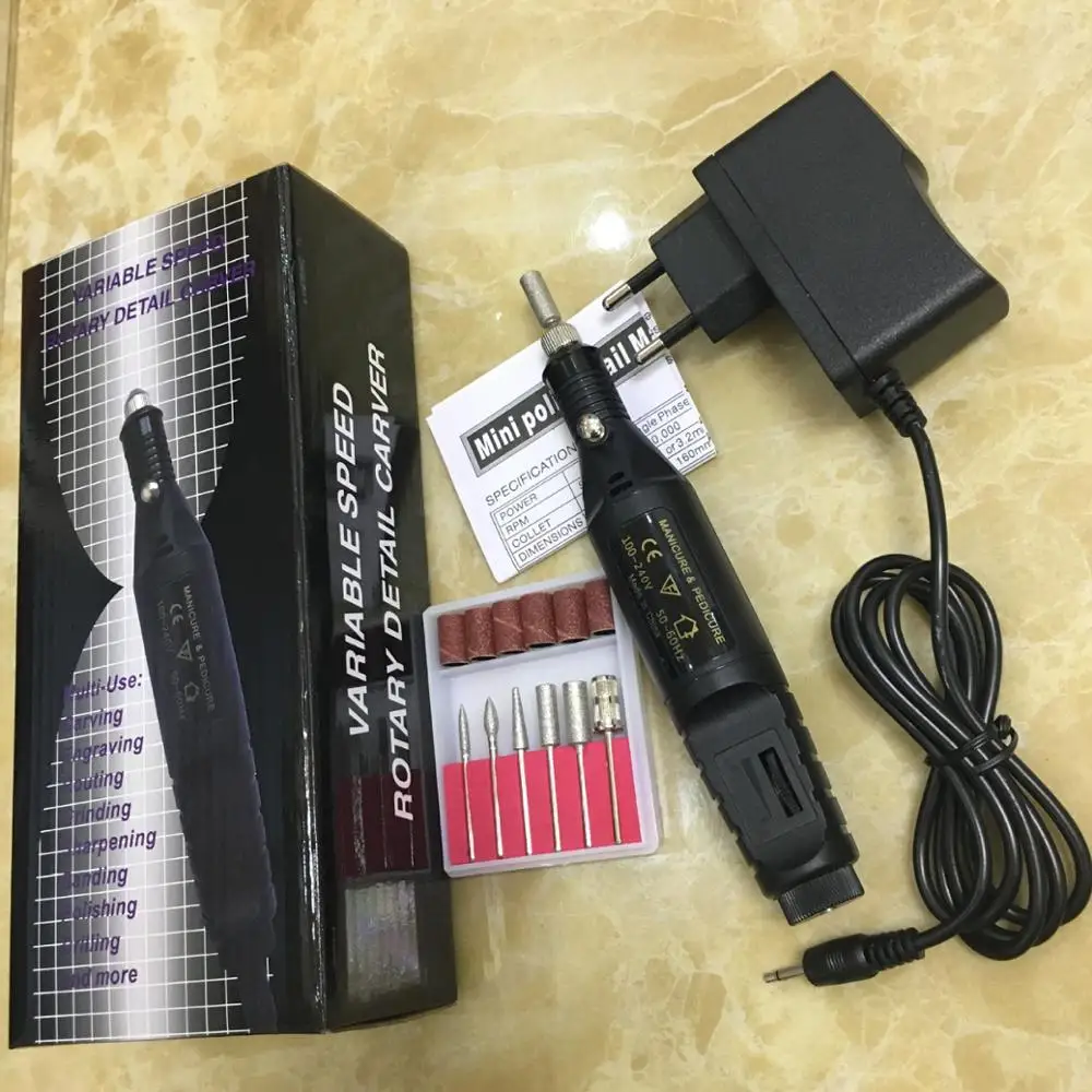 

Pen Shape Electric Nail Drill Machine Salon Nail Art Manicure File Polish Tool+6 Bits MR-103Free Shipping