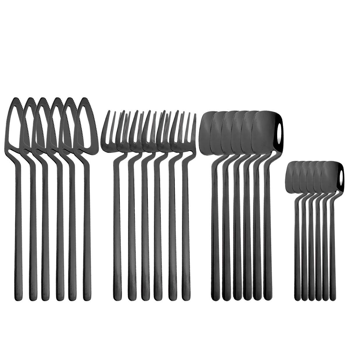 

24Pcs Black Cutlery 304 Stainless Steel Dinnerware Set Spoon Fork Knife Western Kitchen Dinner Cutleri Silverware Tableware Set
