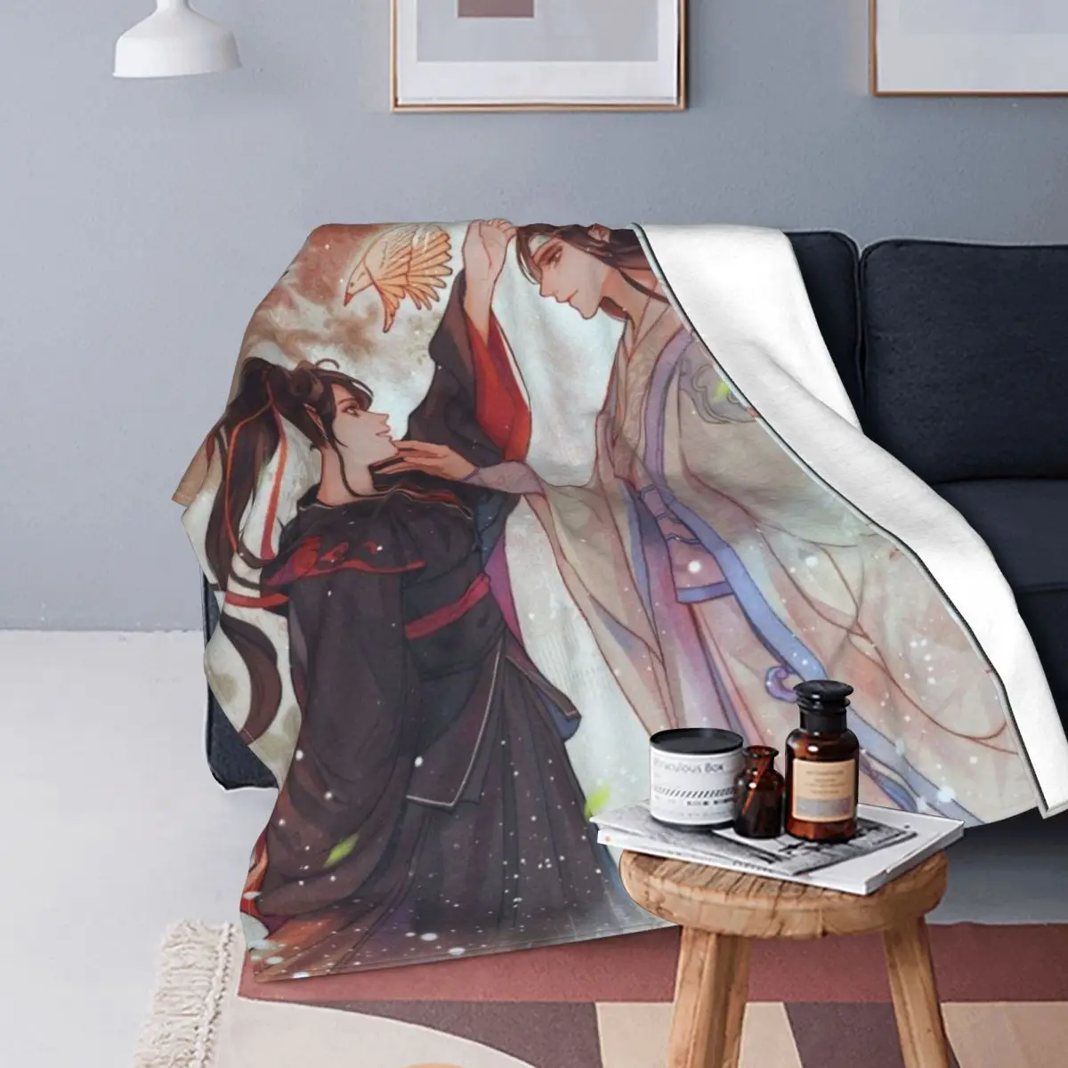 

Mo Dao Zu Shi Blankets Flannel All Season Fanart Multi-function Super Warm Throw Blanket for Sofa Travel Bedspread