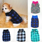 Клетчатый жилет для собак, мягкая флисовая одежда для маленьких собак, Рождественская футболка для собак с поводком на собаку, D-образное кольцо, мопсы, йорки, пальто, свитер для собак