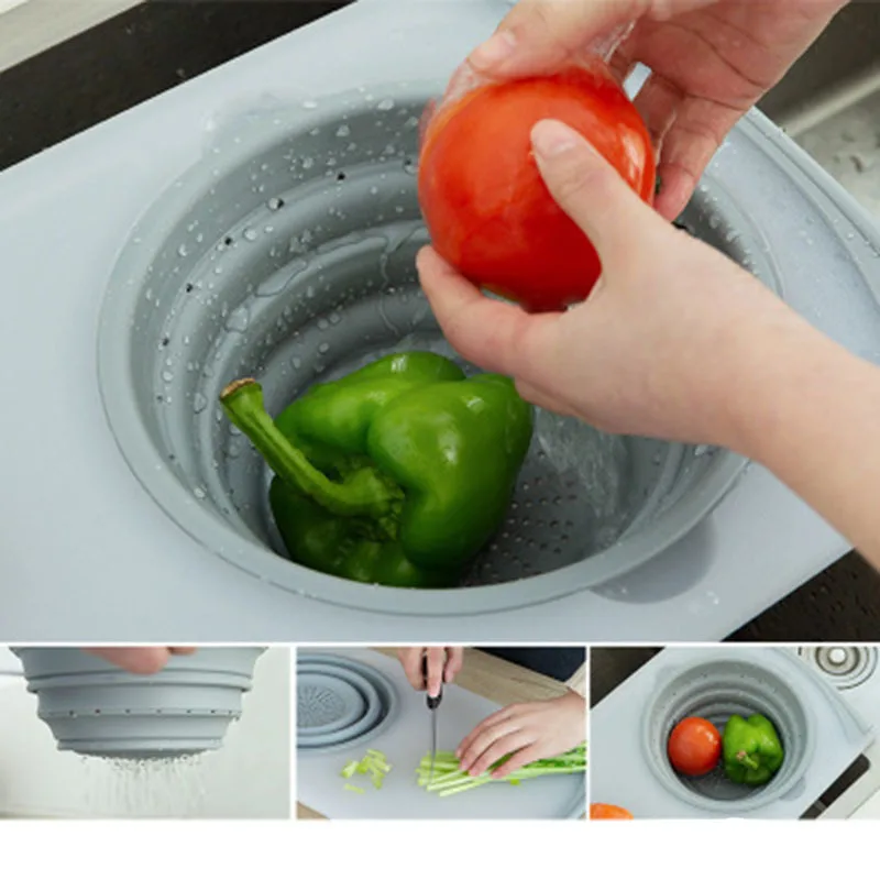 Разделочная доска 3 в 1 многофункциональная раковина сливная корзина разделочная