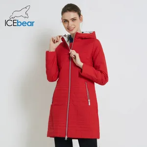 Женское пальто с капюшоном ICEbear, длинное хлопковое Стеганое пальто с капюшоном, модель 17G292D на осень, 2019