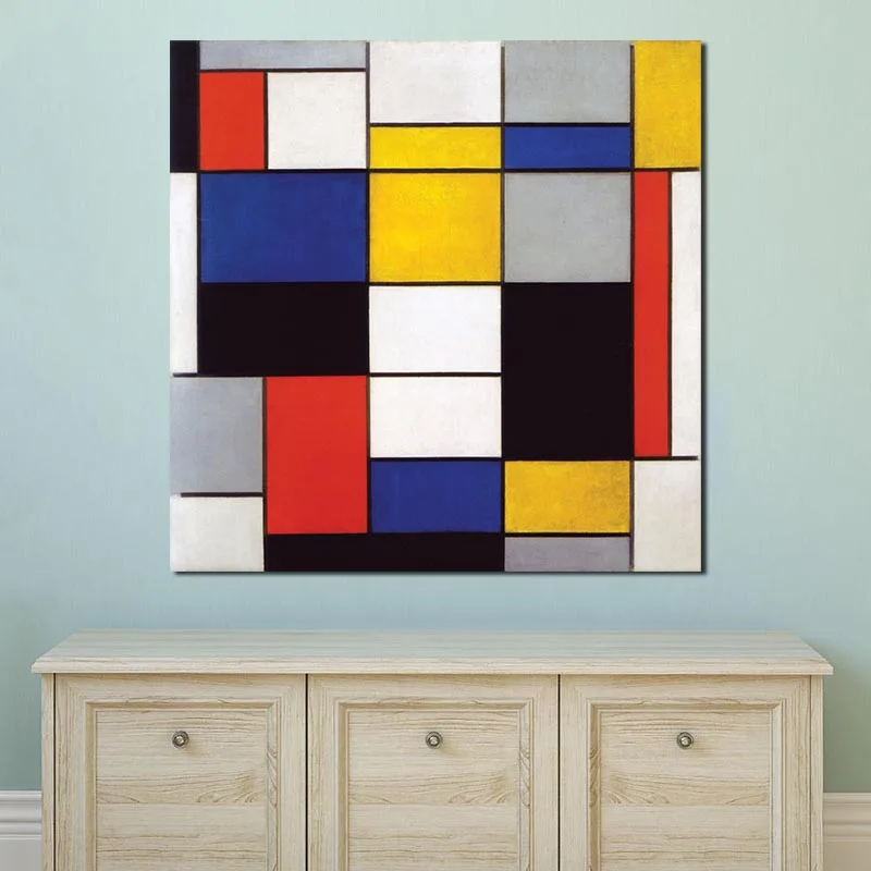 

Piet Cornelies Mondrian Composition Wallpaper Wall Art Canvas Poster Print Canvas Painting Decorative Picture Bedroom Home Decor