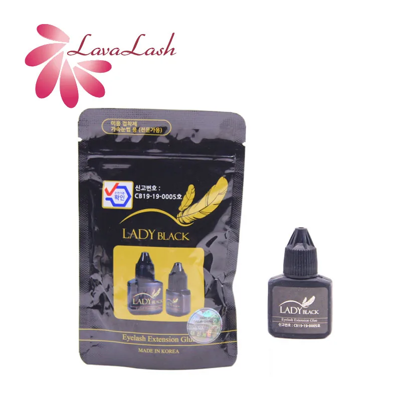 1 Bottle Lady Black Glue 10ml Eyelash Extensions Glue Fastest Drying Lower Irritation With Sealed Bag Makeup Tools Beauty Shop