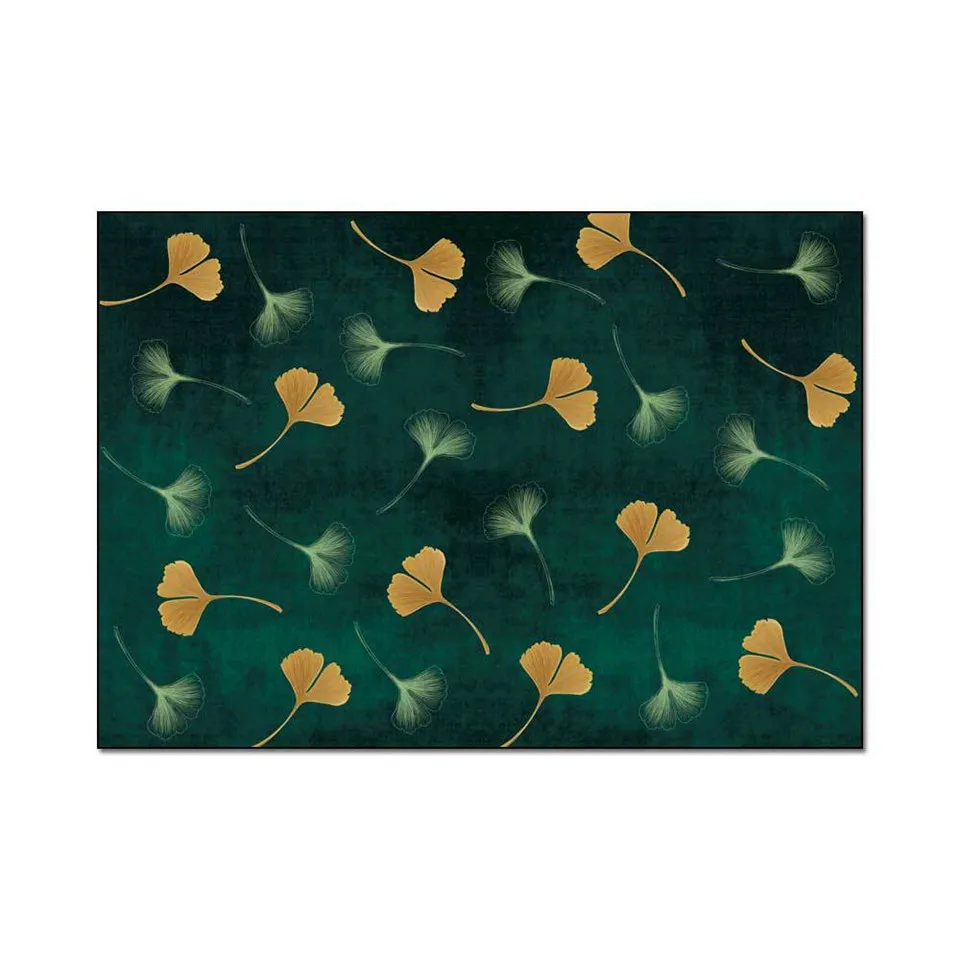 Роскошный темно-зеленый ковер с принтом листьев гинкго большой коврик для