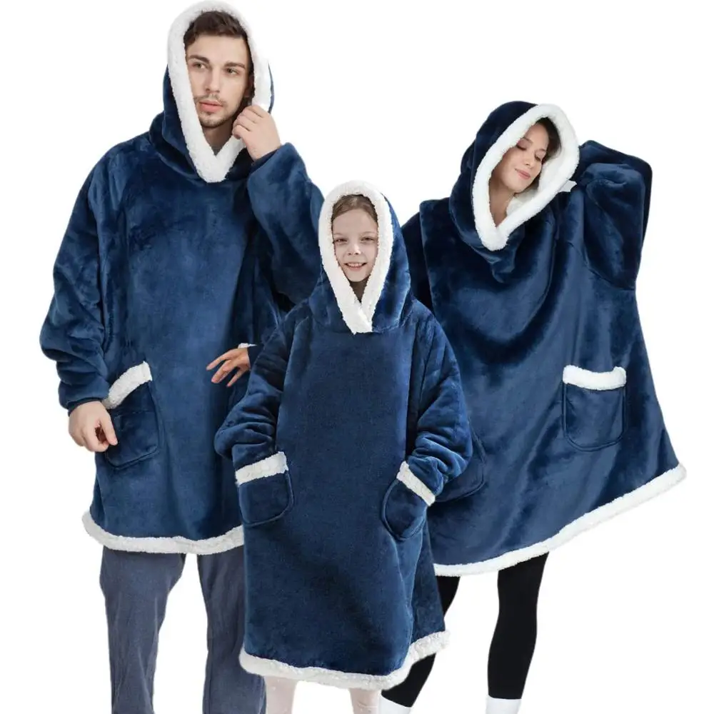 

Wearable Blanket Sherpa TV Blanket With Sleeves Winter Oversized Pockets Hoodie Christmas Gift Sweatshirt manta