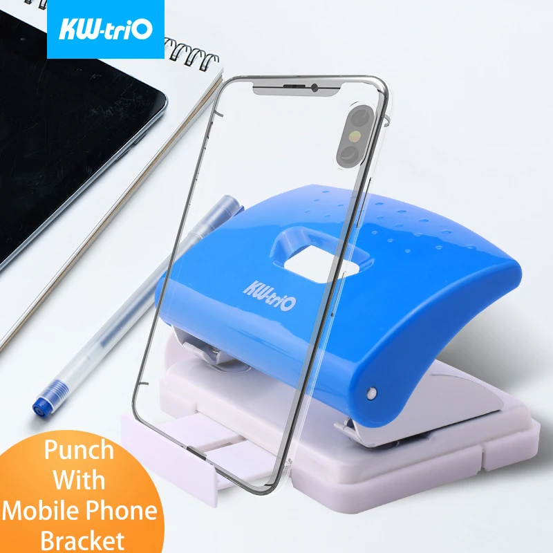 Дырокол для бумаги с двумя отверстиями, портативный круглый перфоратор с креплением для мобильного телефона, многофункциональный инструмент для записных книг и альбомов.