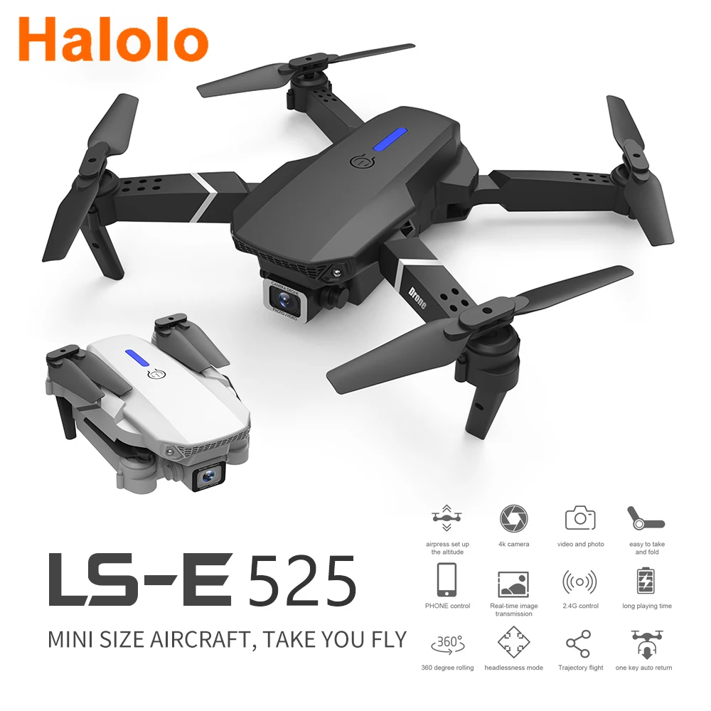 

Halolo RC Foldable Drone 4k HD Dual Camera Wifi Fpv E525 Quadcopter Follow Me Professional Helicopter Dron Toys For Boys