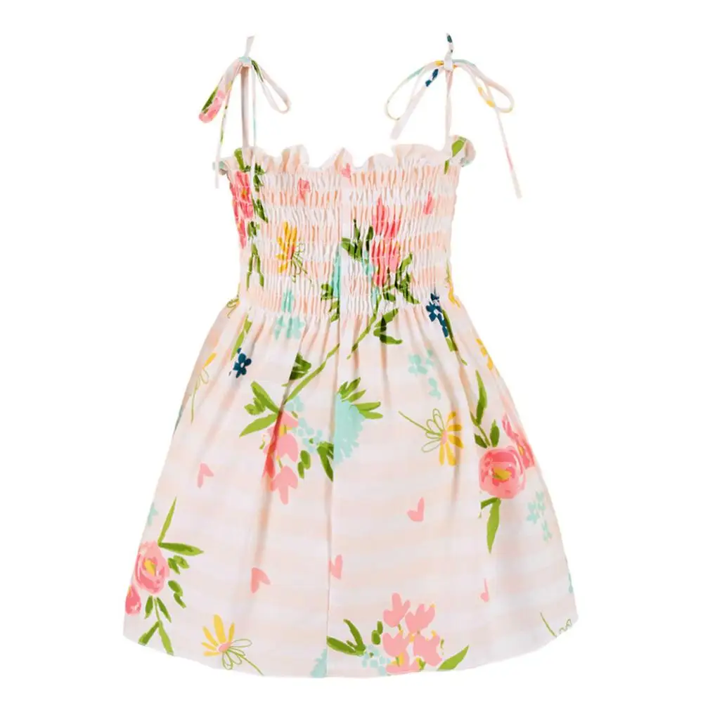 

Toddler Kid Baby Girl Print Flower Striped Princess Party Dress Sundress Clothes Children Summer brand Clothes Baby Girls Dress