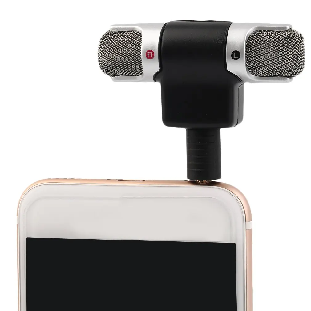 

High Performance 3.5mm Jack Portable Mini Mic Digital Stereo Microphone for Recorder Mobile Phone Sing Song Karaoke