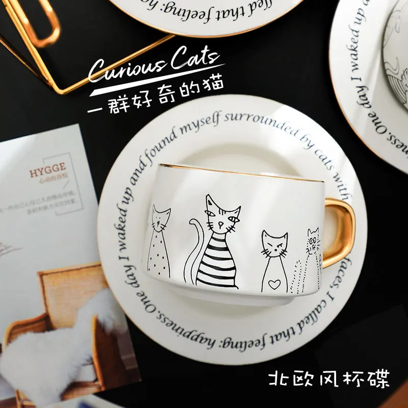 

Набор керамических креативных кофейных чашек, фарфоровые матовые экологически чистые кофейные чашки с золотым ободком, китайские турецкие...