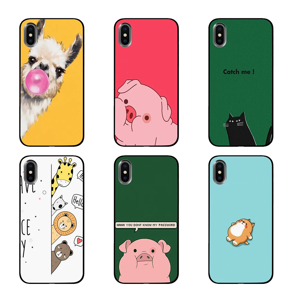 Bubble Gum cute pig Black TPU для iPhone 5 5S SE 6 6s 7 8 Plus X XS Max XR чехлы телефонов | Мобильные телефоны и