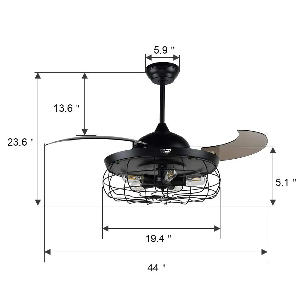 Черный потолочный вентилятор в винтажном стиле клетку американском выдвижное
