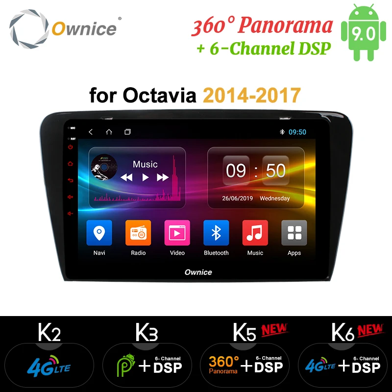 Автомобильный радиоприемник Ownice k3 k5 k6 360 градусов восемь ядер 10 1 дюйма Android 9 0 GPS