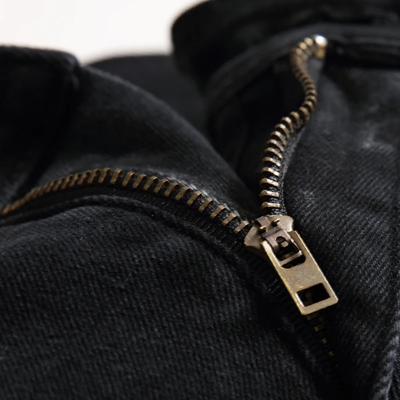 Джинсы мужские прямые стрейчевые мотоциклетные брюки со складками узкие черные |