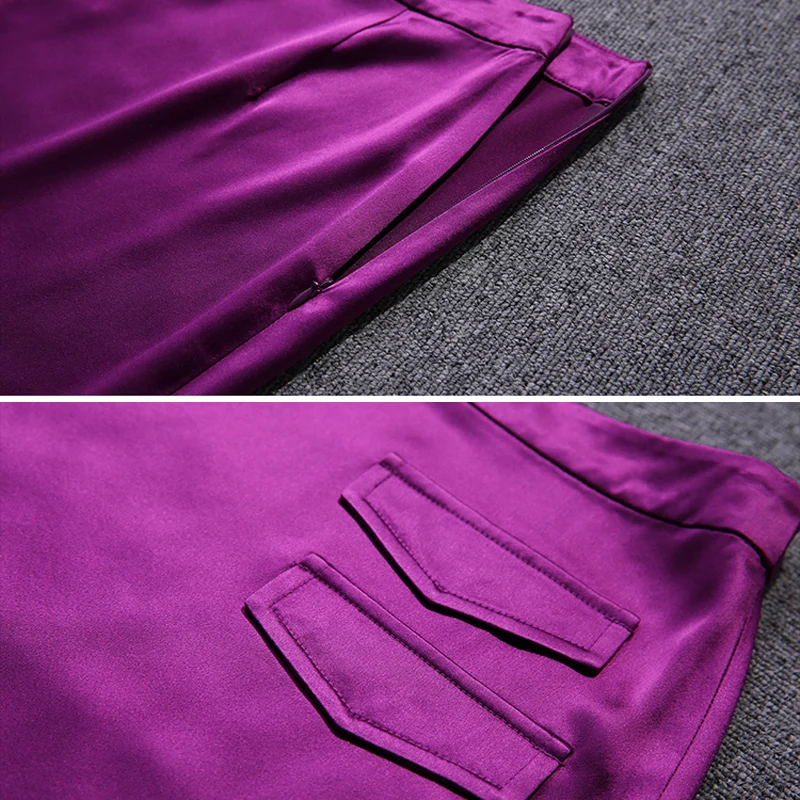 

High End Summer Long Skirt For Women Japanese Imported Triacetate Fiber Satin Jupe Mujer High Waist Split Purple Party Faldas