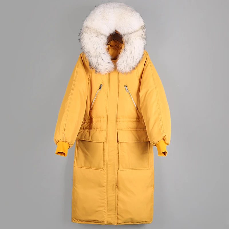 Fitaylor женский теплый пуховик с большим воротником из натурального меха капюшоном