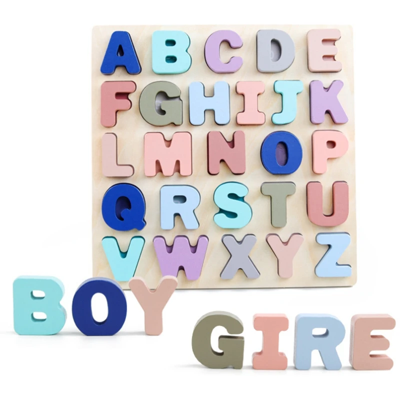 

2 Pcs Wooden Alphabet Chunky Puzzles Set Upper Case Letter and Number Wood Learning Board Educational Toys for Toddlers
