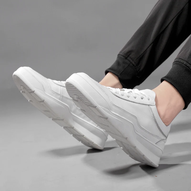 

2021 High Quality Mens Shoes Classic White Shoes Genuine Leather Lightweight Walking Shoes Luxury Brand Casual Leather Sneakers