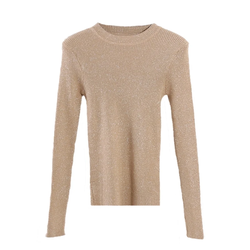Акция свитера с люрексом растягивающиеся пуловеры круглым вырезом длинными