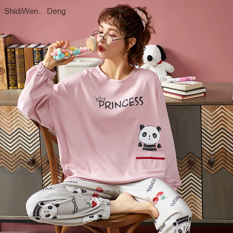 

Cartoon Print Pajamas for Women Cotton Pijamas Mujer Invierno Sleepwear Plus Size Pyjama Femme Ete Home Clothes Winter Pajamas