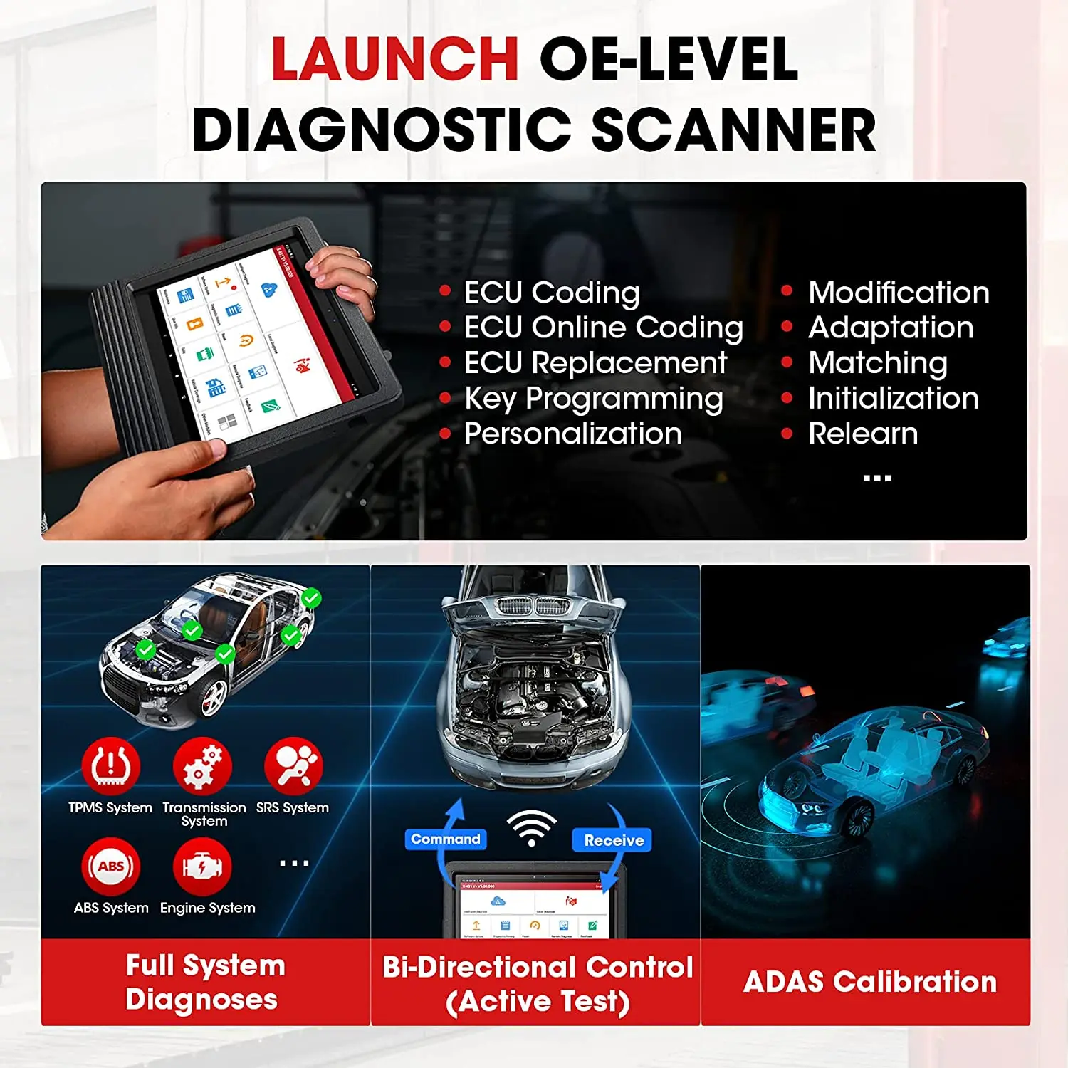 LAUNCH X431 V + PRO 10 &quotOBD2 сканер диагностический инструмент двунаправленный OE-Level