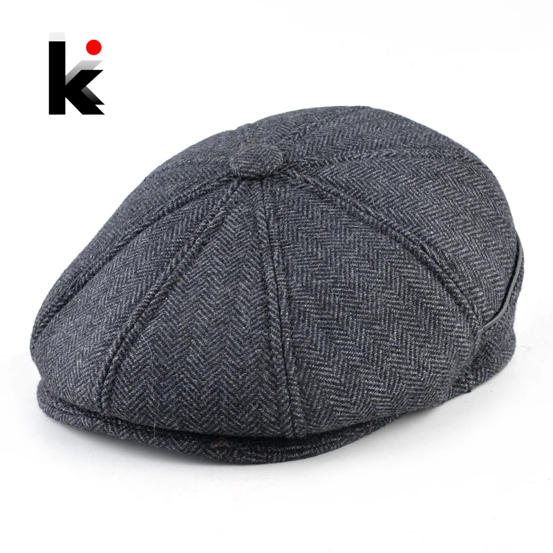 Зимние береты шапка для мужчин новые модные кепки мужской теплый берет с ушами